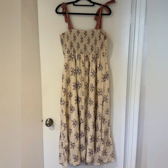 Aqua Floral Midi Swing Dress 100% Cotton - Picture 5 of 7